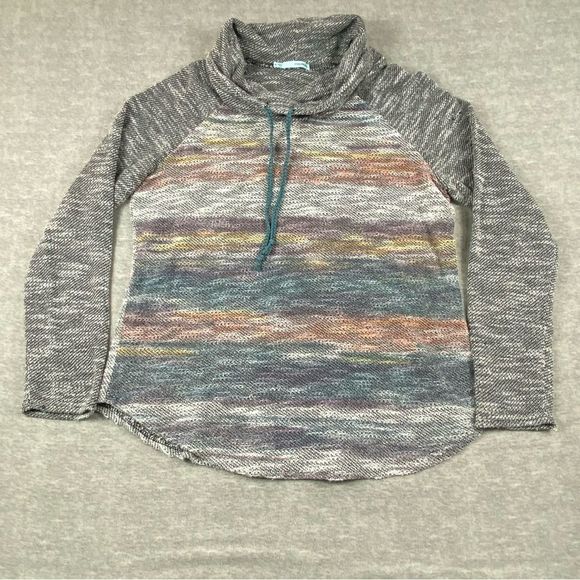 Maurices Womens Multicolored Striped Long Sleeve Cowl Neck Drawstring Sweater XL - Picture 1 of 10